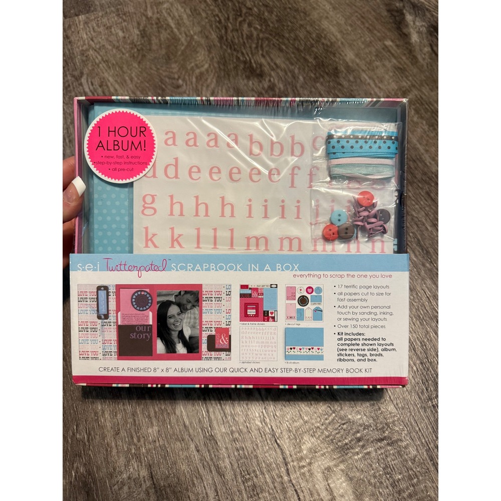 SEI Twitterpated Scrapbook In A Box 8x8 Album Kit New Sealed Heart Theme